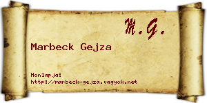 Marbeck Gejza névjegykártya